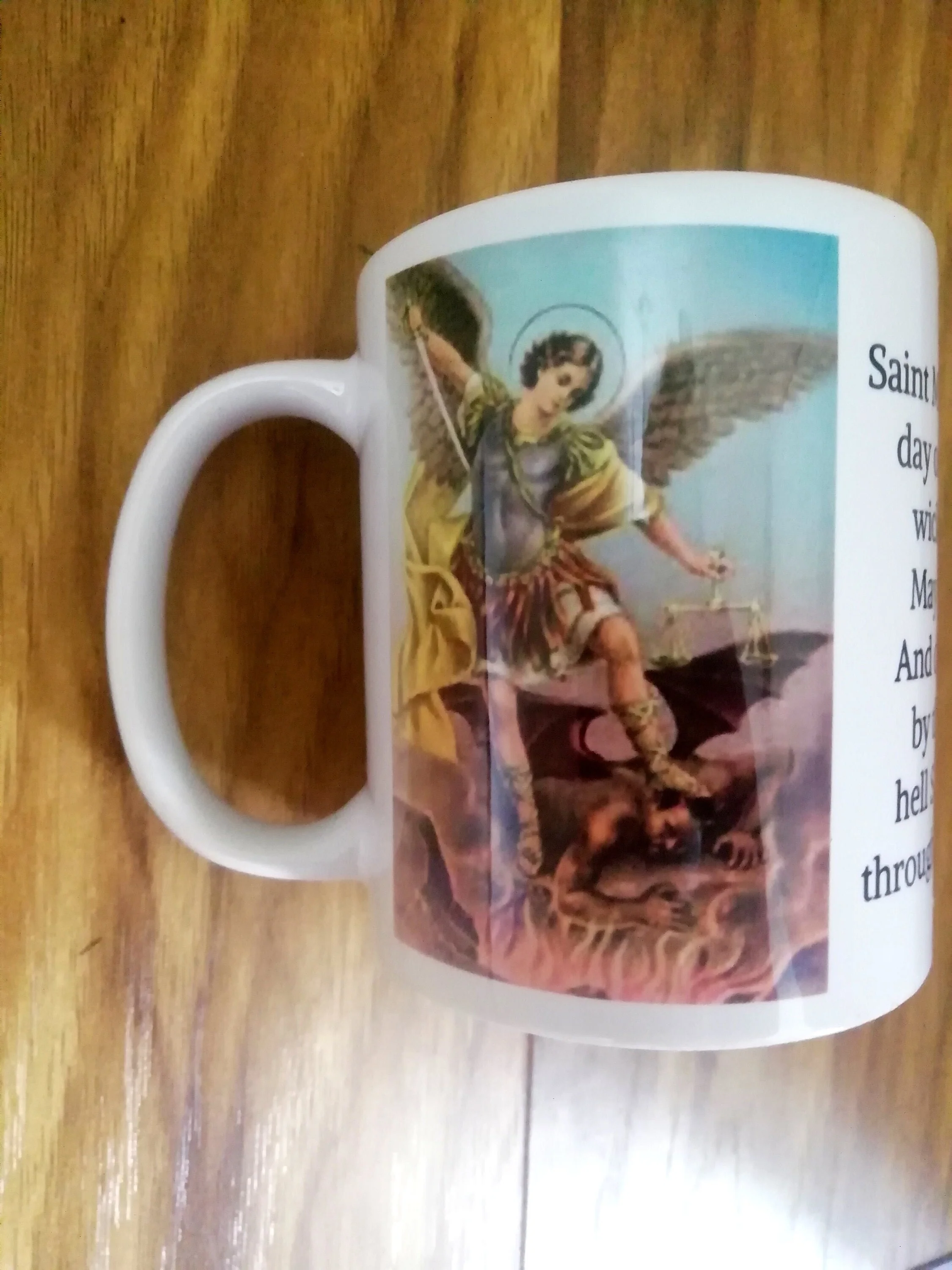 St Michael Archangel,  Prayer to St Michael, Catholic Mug, Catholic gift, Stocking stuffer, Baptism, Holy Communion, Confirmation, Present - Image 4