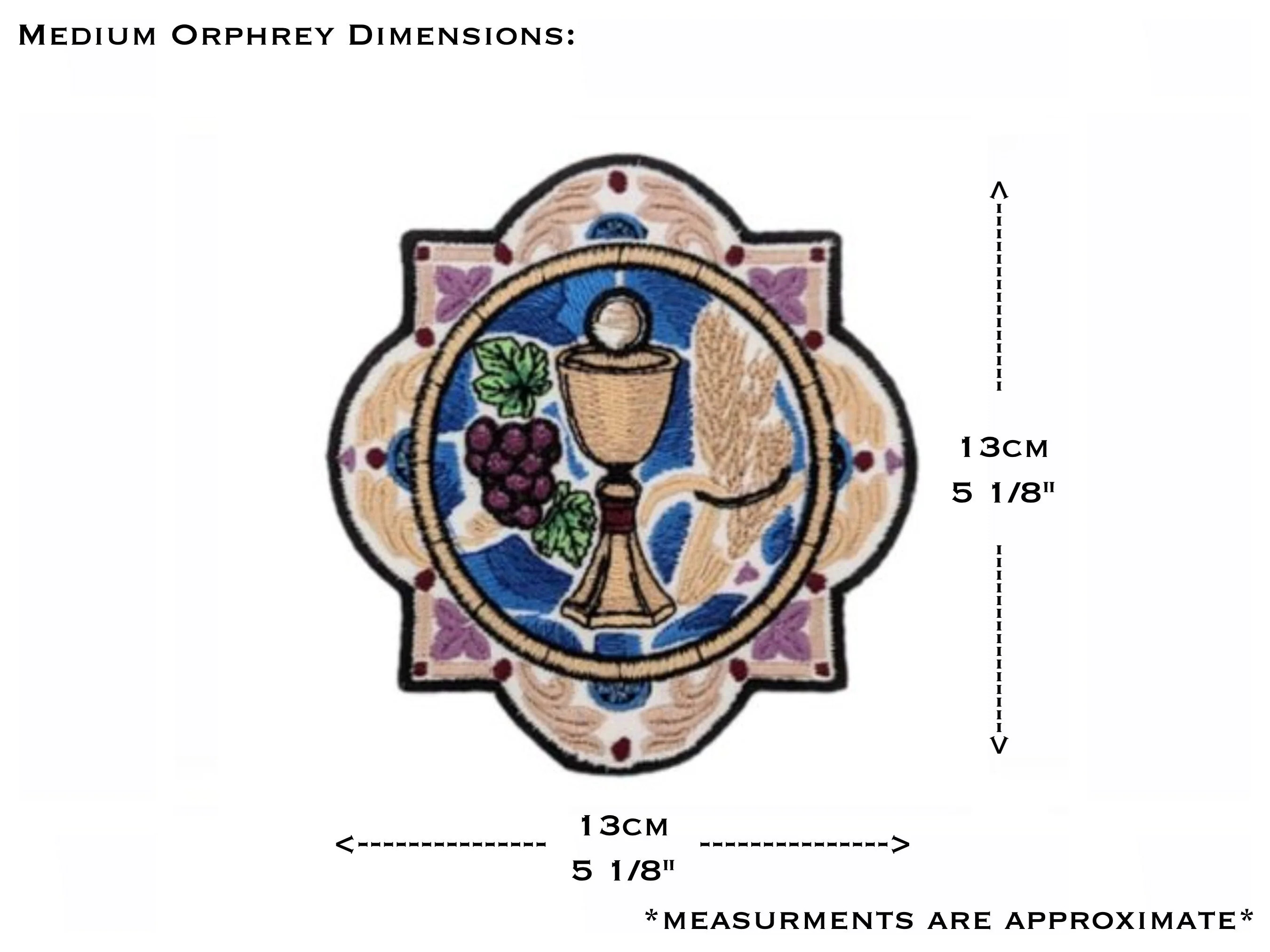 The Eucharist Orphrey, Chalice and Host, Iron on Patch, Sew on badge, Vestment making, Embroidered Orphrey, Ecclesiastical vestment making - Image 3