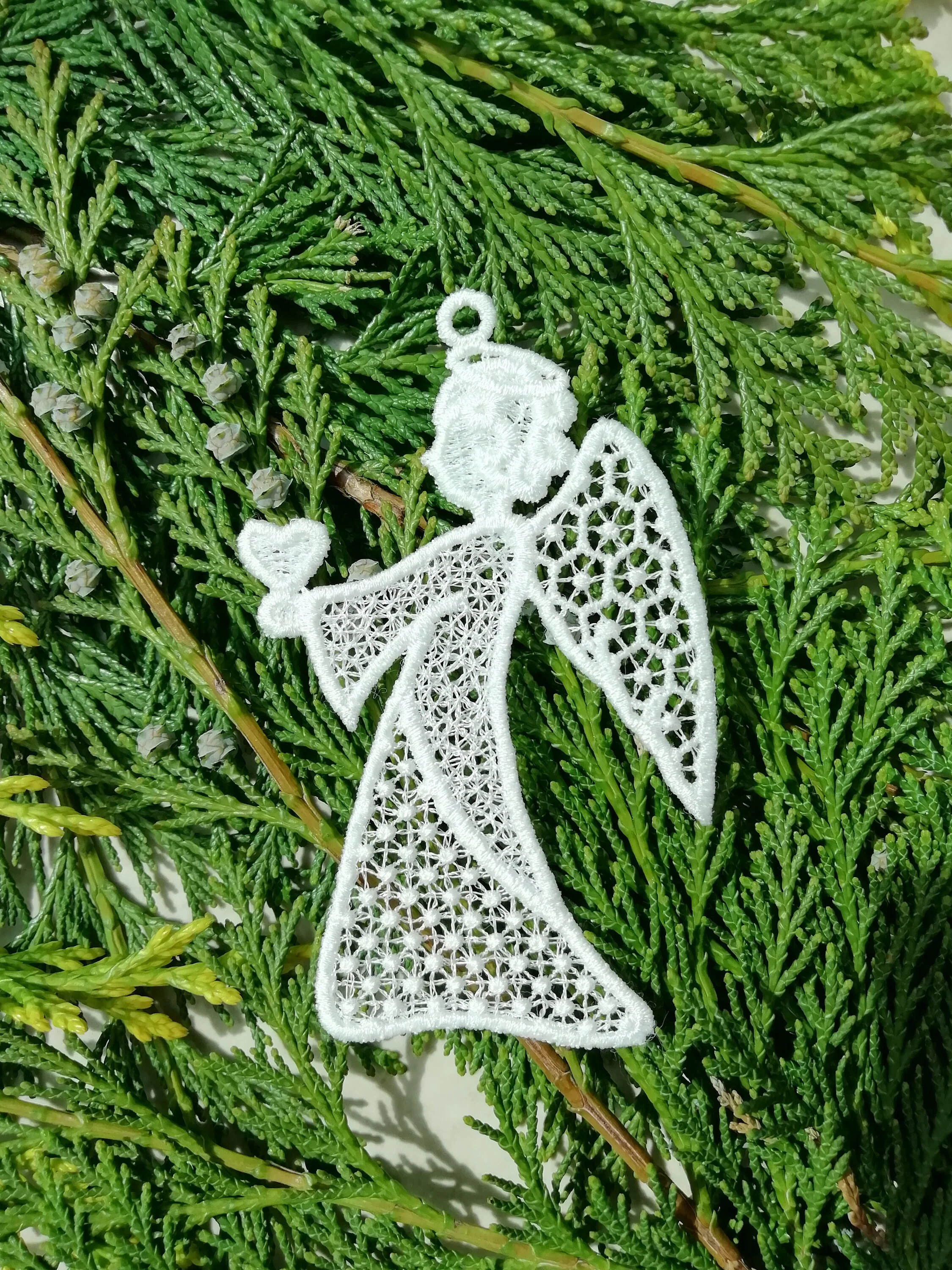 White lace Angels, angel lace ornament, christmas ornament, angel, christmas lace, christmas angel, angel ornament, free standing lace, lace - Image 4